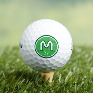 Modern Green Logo Bold Monogram with Age Golf Balls