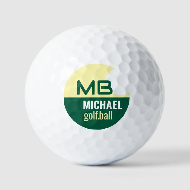 Modern Green Logo (name with initials) Golf Balls (Front)