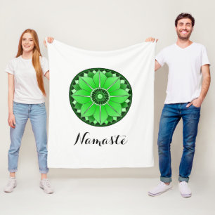 Modern Green Mandala Namaste Fleece Blanket