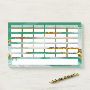 Modern Green Marble Weekly School Schedule Post-it Notes