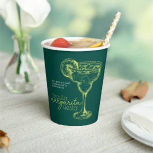Modern Green Margarita Cocktail Birthday Party Paper Cups