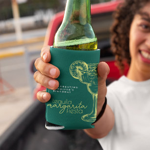 Modern Green Margarita Fiesta Birthday Party Can Cooler