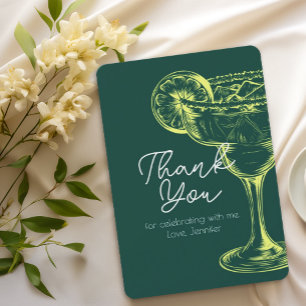 Modern Green Margarita Fiesta Birthday Party Thank You Card