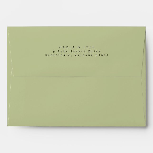 Modern Green Meadow Wedding Return Address Envelope (Back (Top Flap))