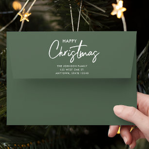 Modern Green Merry Christmas Envelope