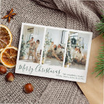 Modern Green Merry Christmas Four Photo Collage  Holiday Card<br><div class="desc">Modern Green Merry Christmas Four Photo Collage Holiday Card</div>