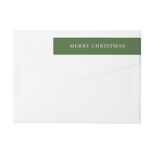 Modern Green Merry Christmas Return Address Wrap Around Label
