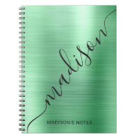 Modern Green Metal Monogram Signature Script Name