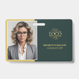 Modern Green Minimalist Company Employee Photo ID Badge