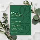 Modern Green Minimalist Wedding Save The Date<br><div class="desc">Easily personalize your wedding save the date cards with this editable template. Features minimal elegant typography design in green color.</div>