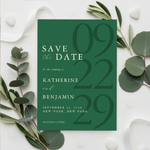 Modern Green Minimalist Wedding Save The Date