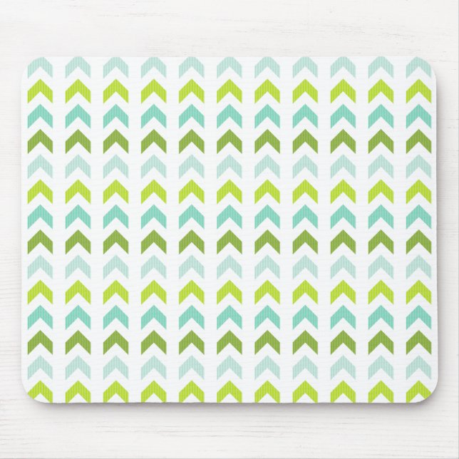 Modern Green, Mint, Aqua, White Geometric Pattern Mouse Pad (Front)