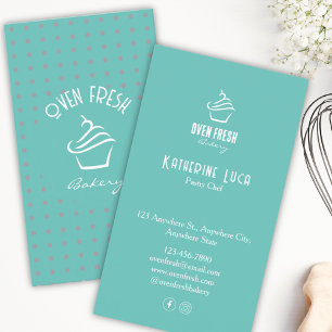 Modern Green Mint Cupcake Bakery  Business Card