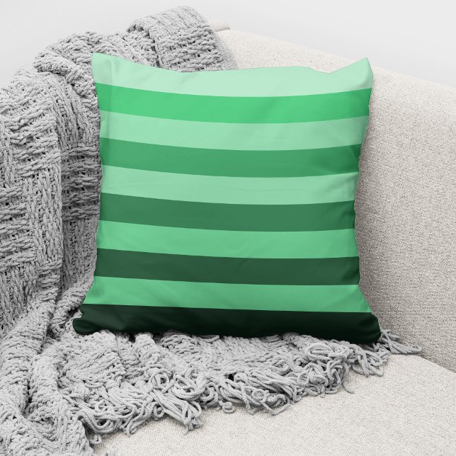 Modern Green Monochrome Colour Block Striped Cushion (Creator Uploaded)