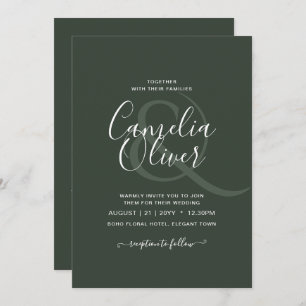 Modern Green Monochrome Wedding Invitation