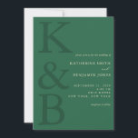 Modern Green Monogram Minimalist Wedding Invitation<br><div class="desc">Easily personalize your wedding invitations with this editable template. Features minimal elegant typography design in green color.</div>
