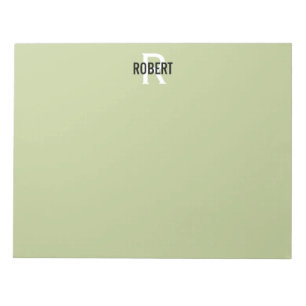 Modern green monogram name notepad
