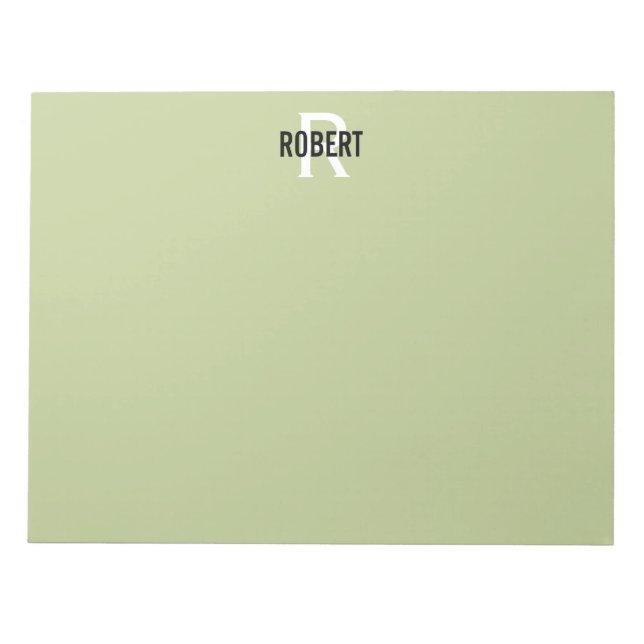 Modern green monogram name notepad (Front)