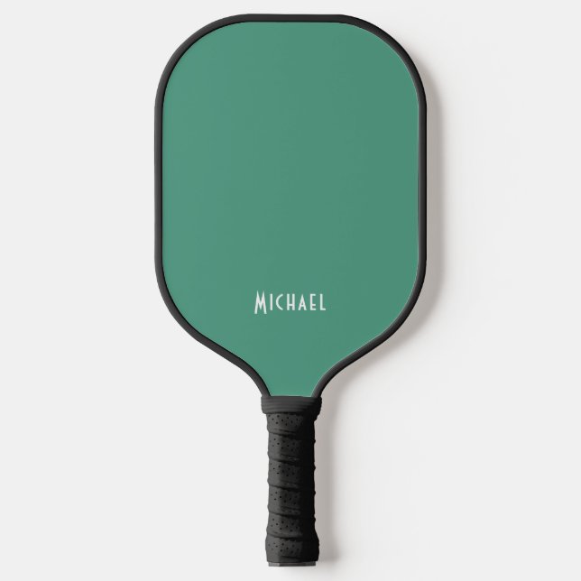 Modern Green Monogram Name Pickleball Paddle (Front)