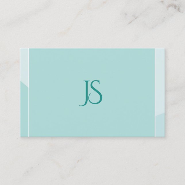 Modern Green Monogram Professional Simple Template Business Card (Front)