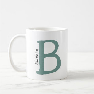 Modern Green Monogrammed Initial & Name Coffee Mug