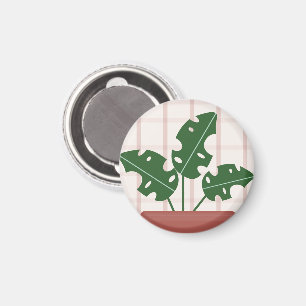 Modern Green Monstera Leaf Plant Birthday Magnet