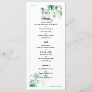 Modern Green Natural Botanical Pattern Wedding Menu