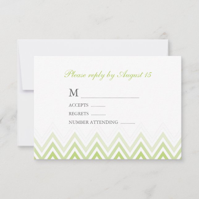 Modern Green Ombre Chevrons Response Cards (Front)