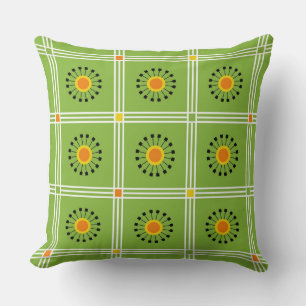 Modern Green Orange Dandelion  Cushion