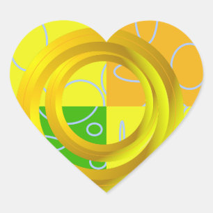 Modern Green Orange Yellow Heart Sticker