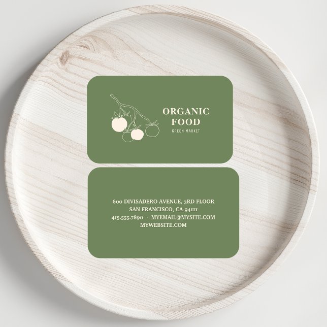 Modern Green Organic Food  Business Card (Creator Uploaded)