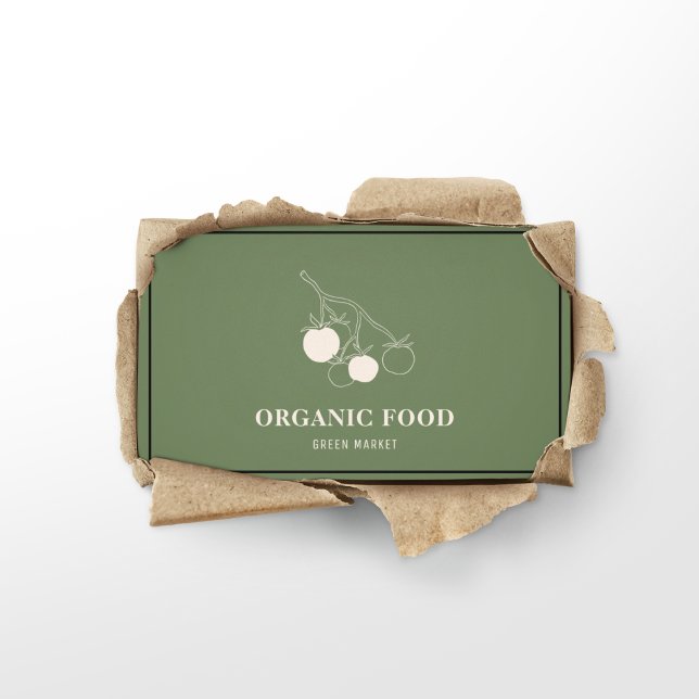 Modern Green Organic Food  Business Card (Creator Uploaded)