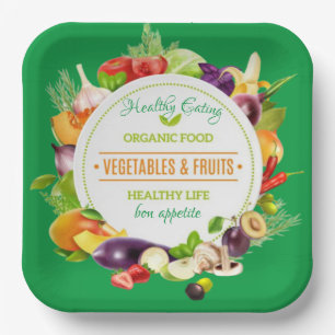 Modern Green Organic Healthy Eating Paper Plate