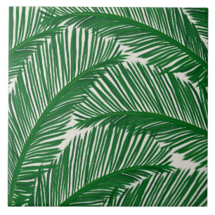 Modern Green Palm Leaf Tropical Pattern Ceramic Tile