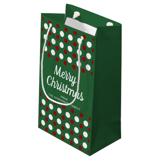Modern Green Pattern Christmas Small Gift Bag (Back Angled)