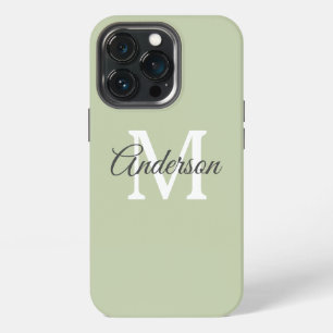 Modern Green Personal Initial iPhone 13 Pro Case