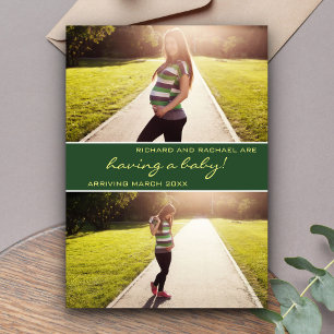 Modern Green Photo Collage Pregnancy Announcement