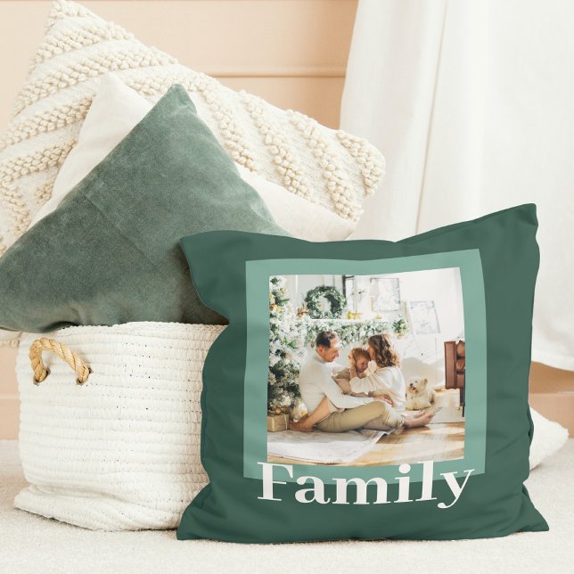 Modern Green | Photo | Family Gift Cushion (Creator Uploaded)