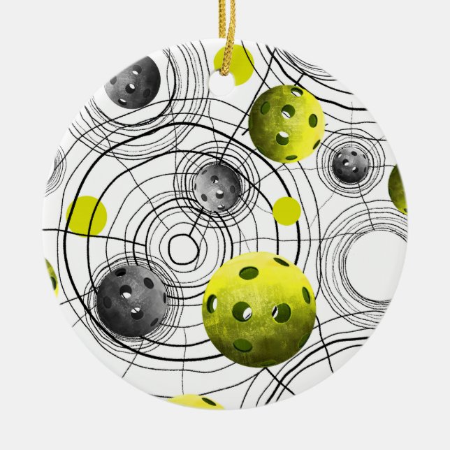 Modern Green Pickleball Ceramic Ornament (Front)