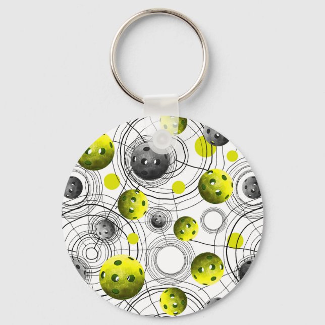 Modern Green Pickleball Key Ring (Front)