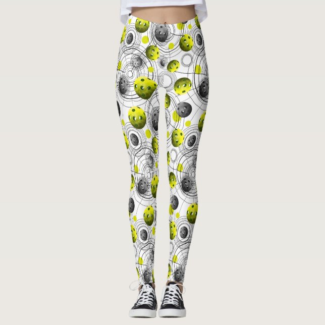 Modern Green Pikcleball Patturn Leggings (Front)