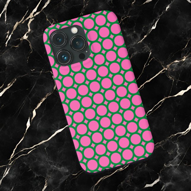 Modern Green & Pink Abstract Geometric Circles Case-Mate iPhone Case (Creator Uploaded)