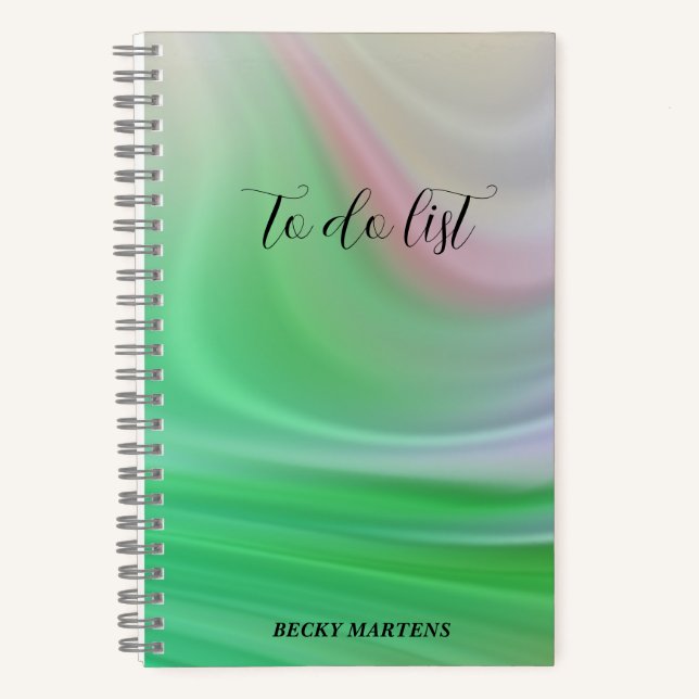 Modern Green Pink and White To Do List Notebook (Front)