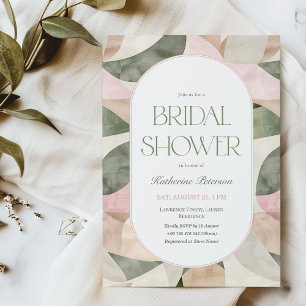 Modern Green & Pink Bridal Shower Invitation