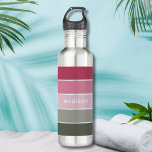 Modern Green Pink Colour Block Personalised Name 710 Ml Water Bottle<br><div class="desc">Modern Pink Green Colour Block Personalised Name Stainless Steel Water Bottle features a colourful and modern design in a colour-block pattern in shades of Pink Green with your personalised name. Perfect as a gift for Christmas,  birthday,  holidays,  school,  college,  team building and more. Designed by © Evco Studio www.zazzle.com/store/evcostudio</div>