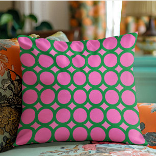 Modern Green & Pink Geometric Abstract Shape Cushion