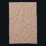 Modern Green Pink Leopard Pattern Animal Print Tea Towel<br><div class="desc">Decorate your kitchen with this cool towel. Makes a great housewarming,  birthday  or wedding gift! 
You can customise it and add text too.
Check my shop for lots more colours and patterns!</div>