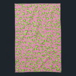 Modern Green Pink Leopard Pattern Animal Print Tea Towel<br><div class="desc">Decorate your kitchen with this cool towel. Makes a great housewarming,  birthday  or wedding gift! 
You can customise it and add text too.
Check my shop for lots more colours and patterns!</div>