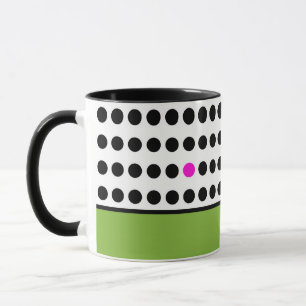 Modern Green Pink Polka Dots Colour Block Mug