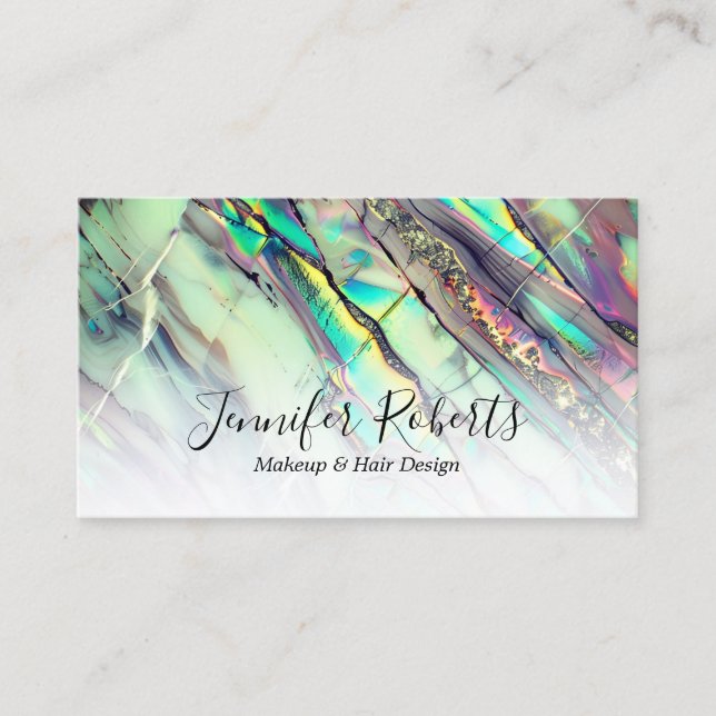 Modern Green Purple Marble Makeup Artist Elegant  Business Card (Front)